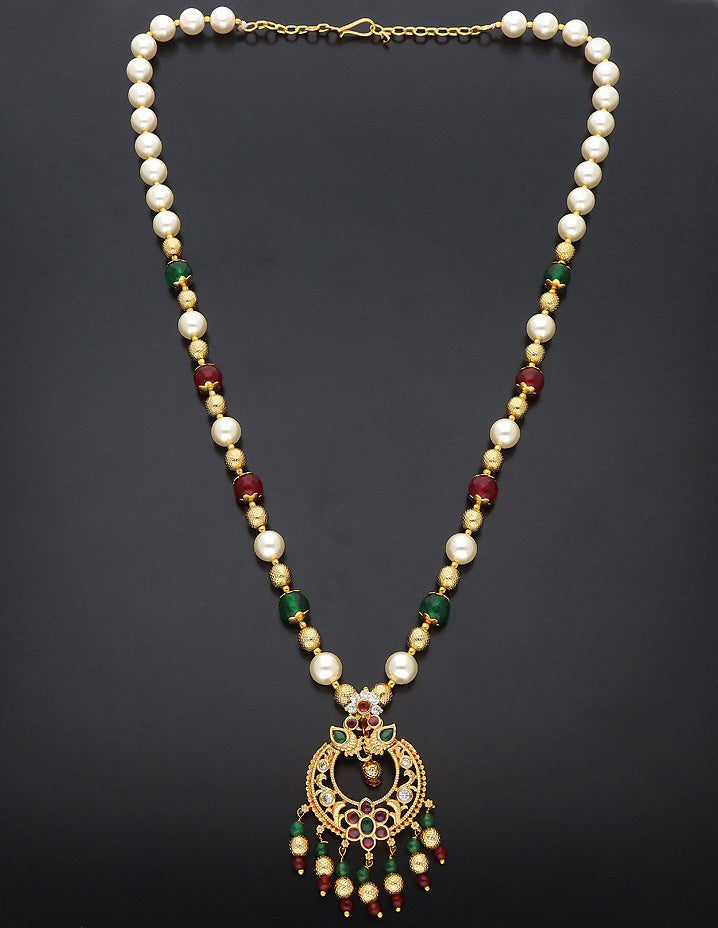 Designer Ruby Emerald Pendant Beads Mala