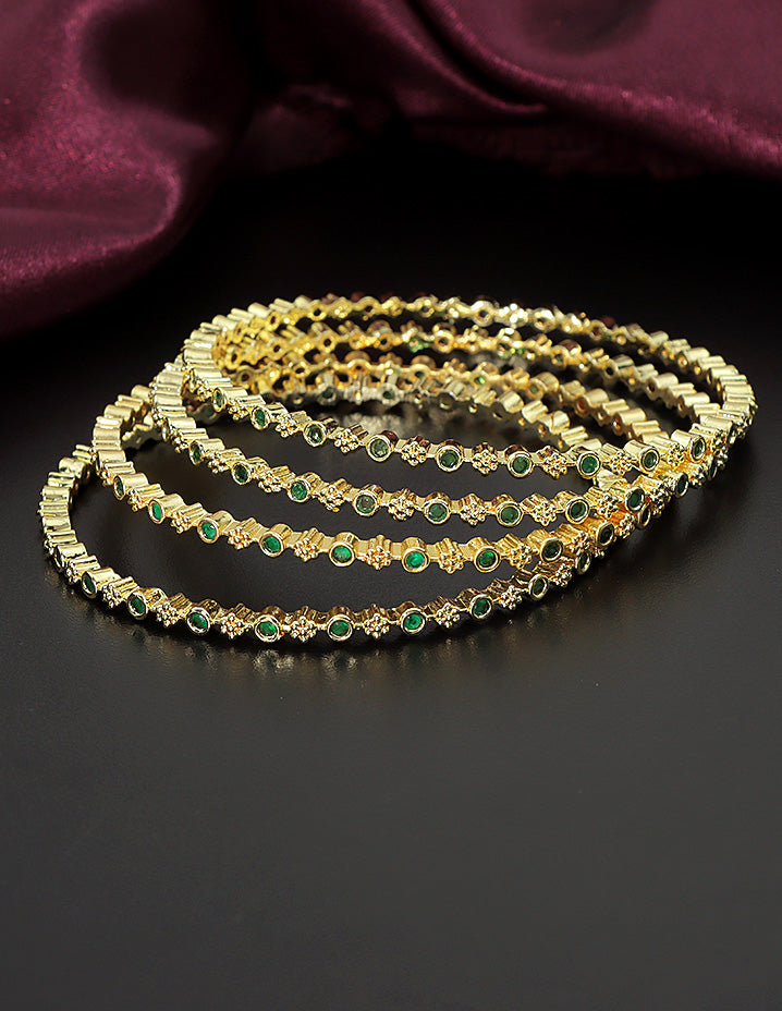 Designer Zirconia Crystal Charm set of 4 Bangles