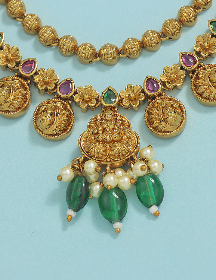Designer Elegant Matt Kempu Necklace Set