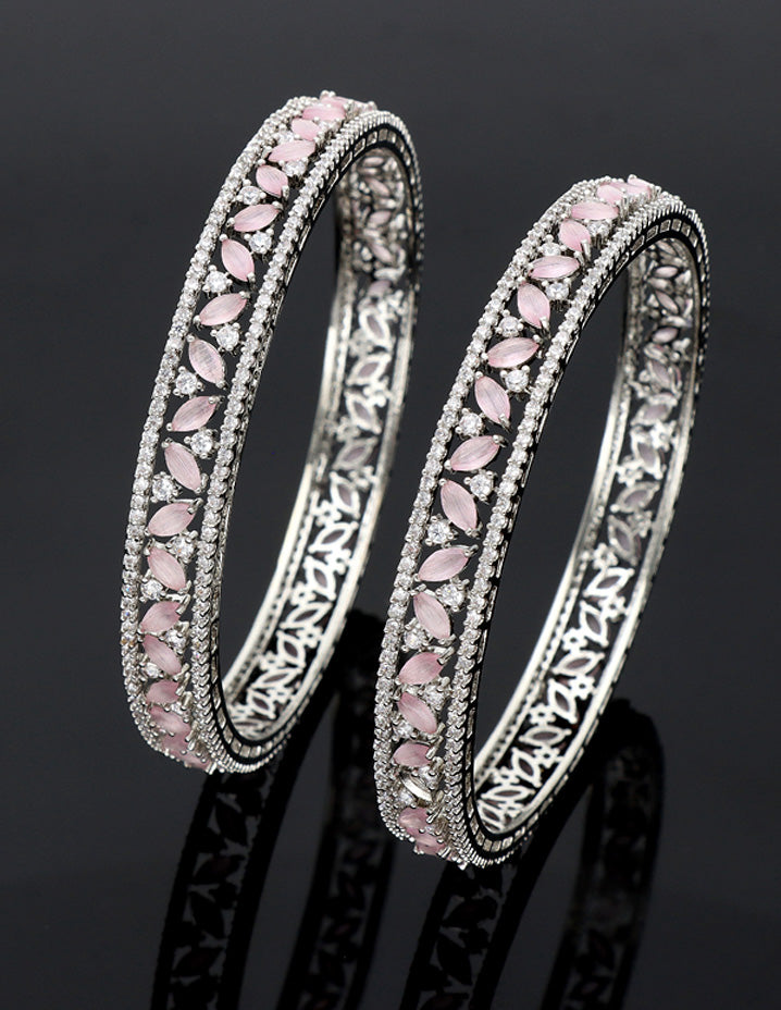 Zircon Kada Bangles zbgl10877/Rhodium