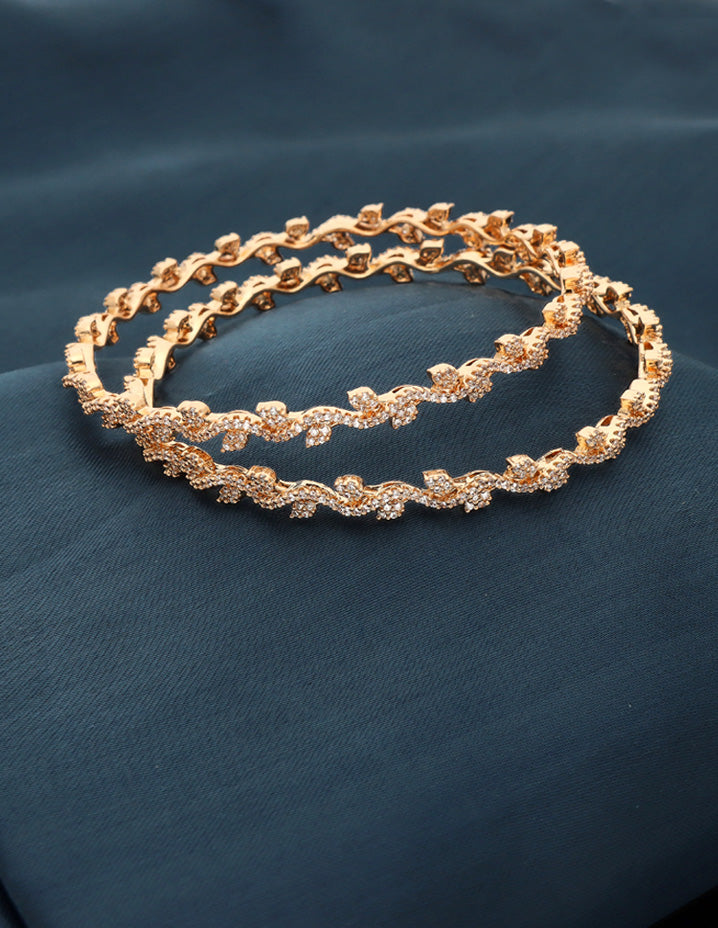 Zircon tiny leaf Carat Polish Designer Bangles