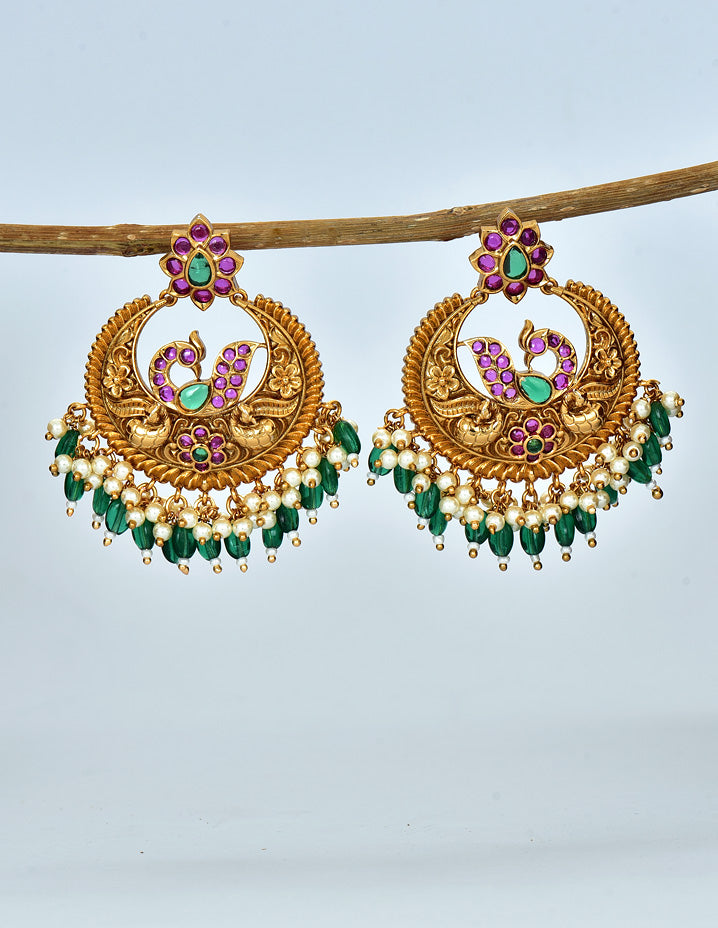 kempu Chandbali Designer Earrings