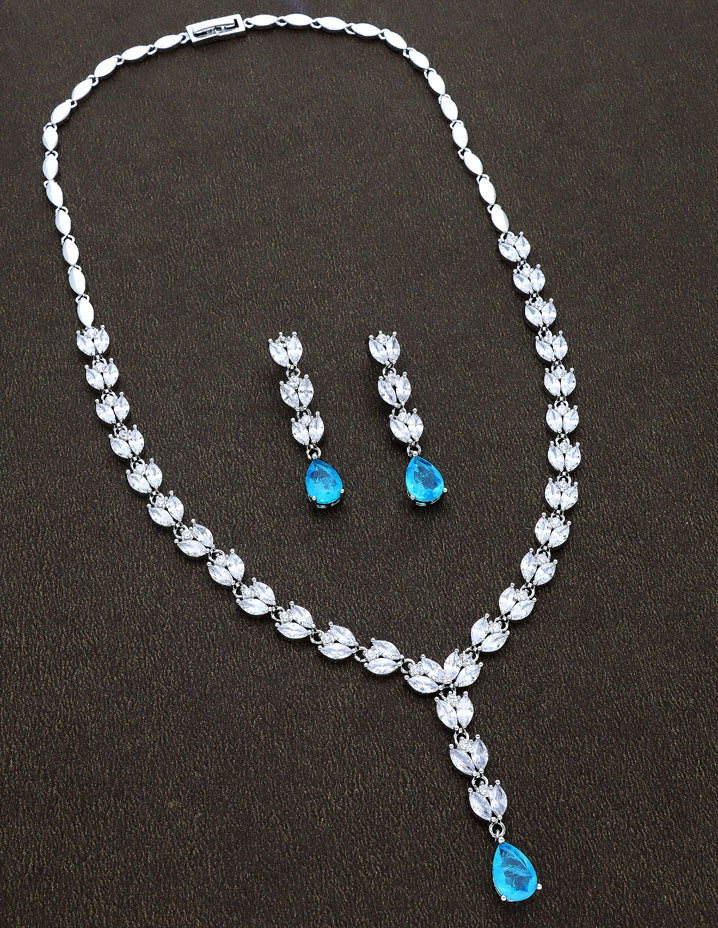 Rhodium Polish Zirconia Necklace Set