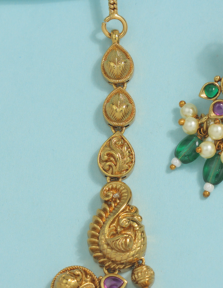 Designer Elegant Matt Kempu Necklace Set