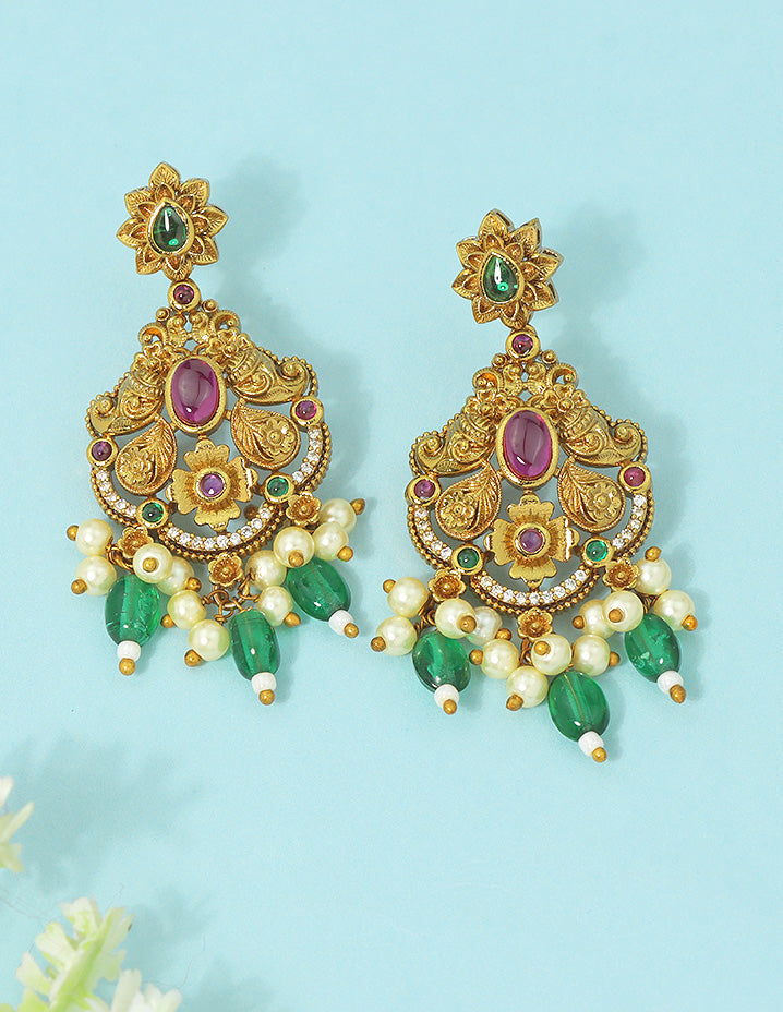 Designer 2 Layered Matt Kempu Necklace Set