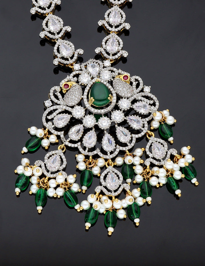 Zirconia Ganga Jamuna Polish Wedding Necklace Set