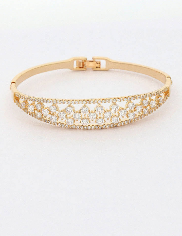 Zirconia Gold Polish Kada Bracelet