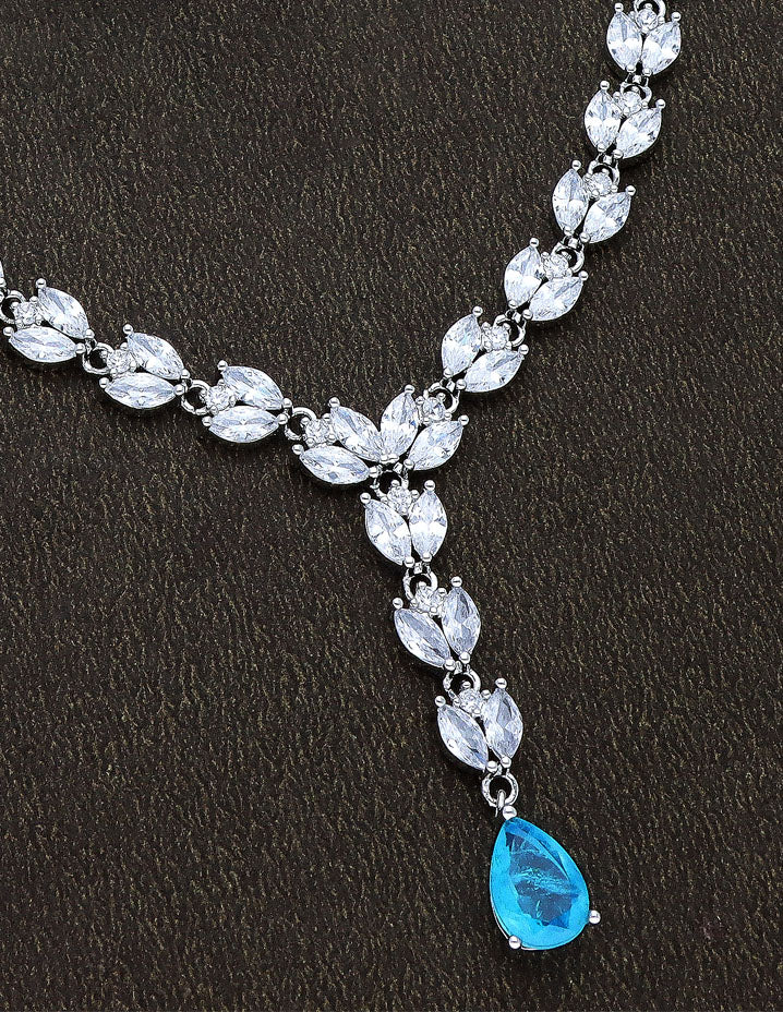 Rhodium Polish Zirconia Necklace Set
