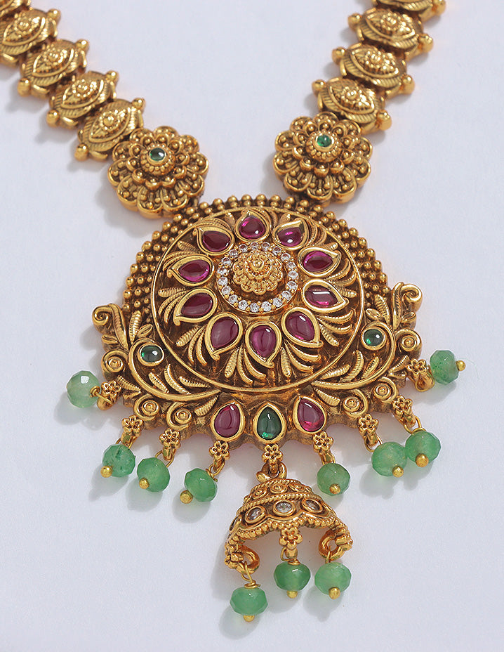 Designer Matt Kempu Zirconia Long Haaram Set