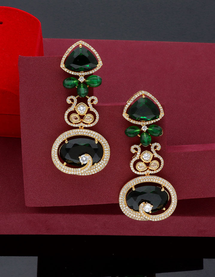 Zircon Gold Polish Dangler Earrings