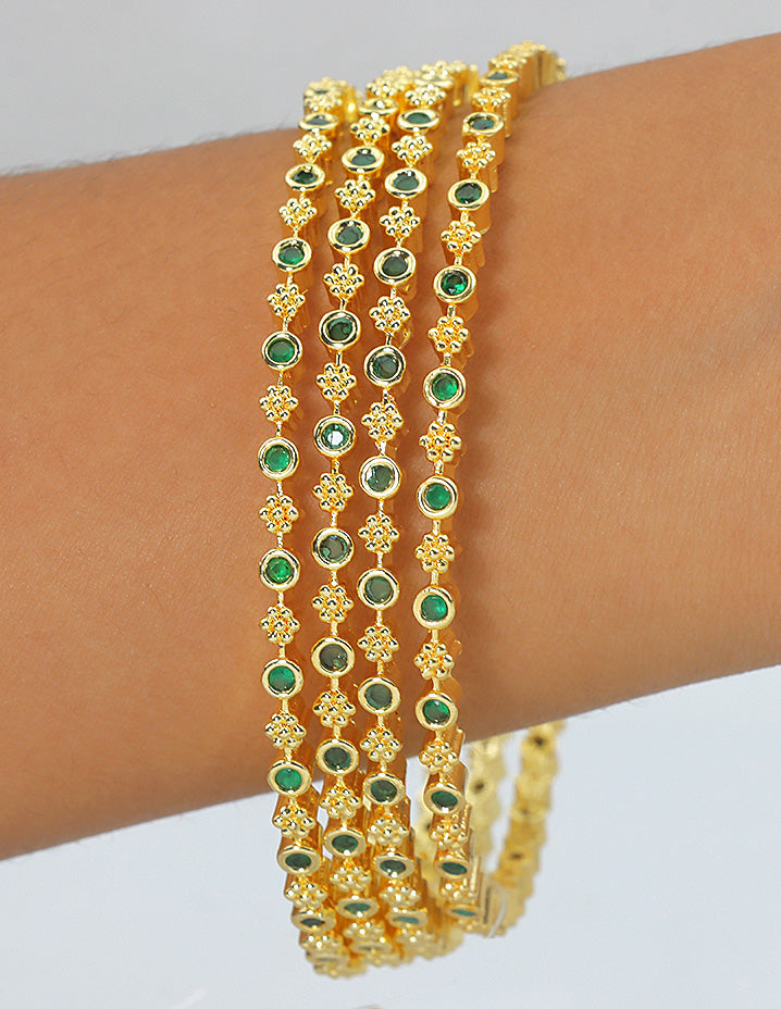 Designer Zirconia Crystal Charm set of 4 Bangles