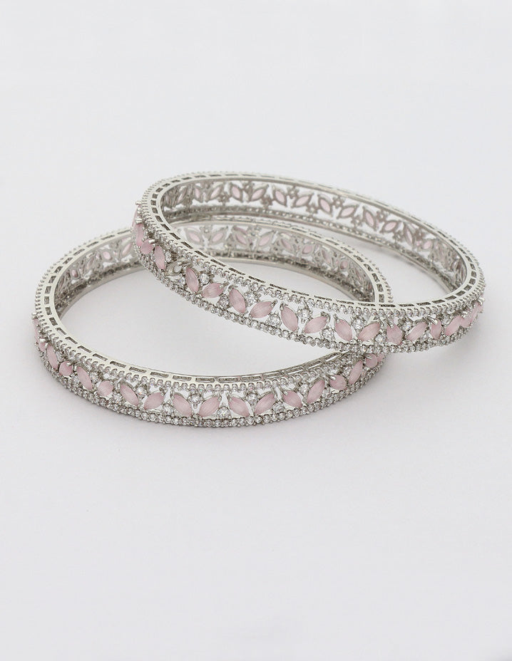 Zircon Kada Bangles zbgl10877/Rhodium