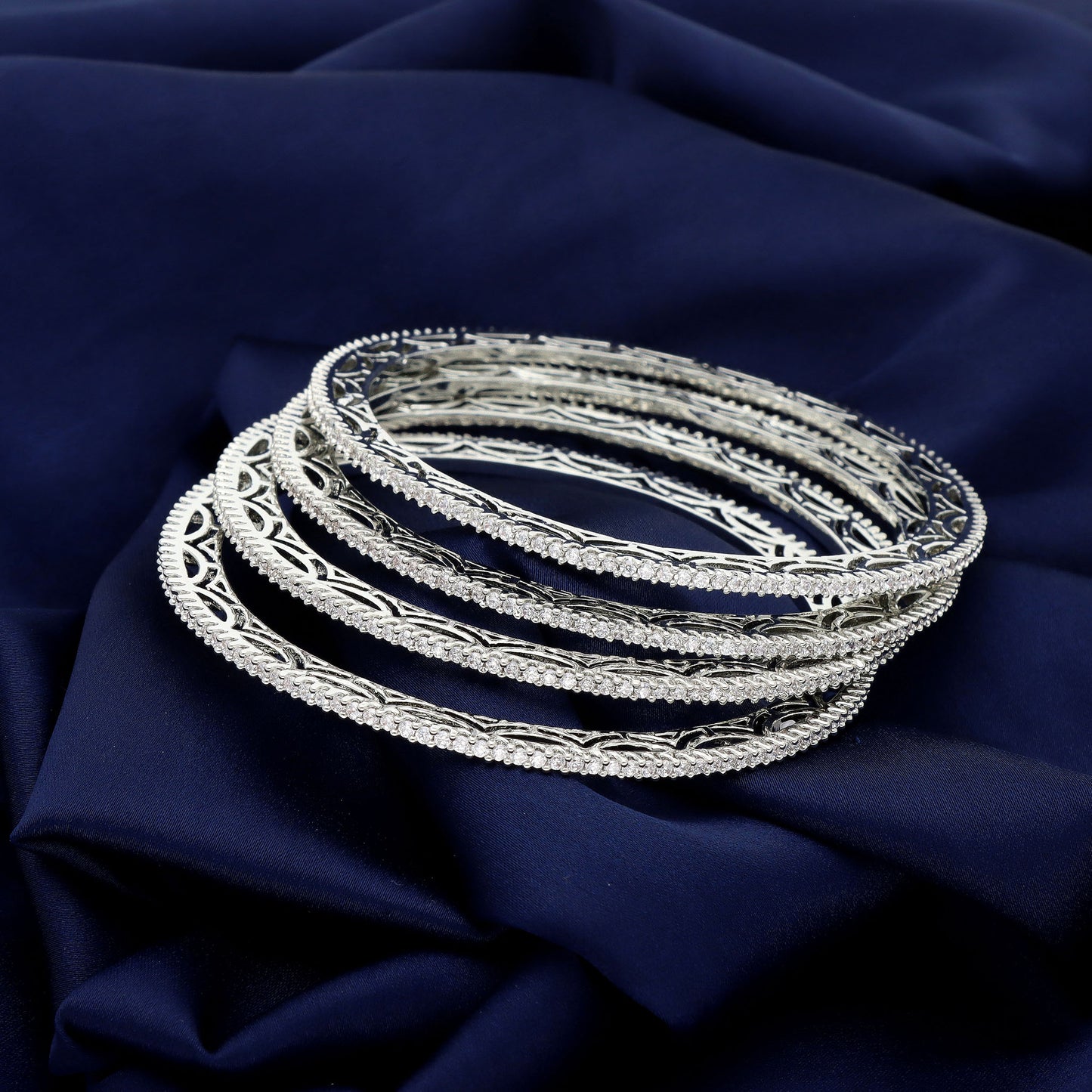Zirconia Bangles ZBGL10841/Rhodium