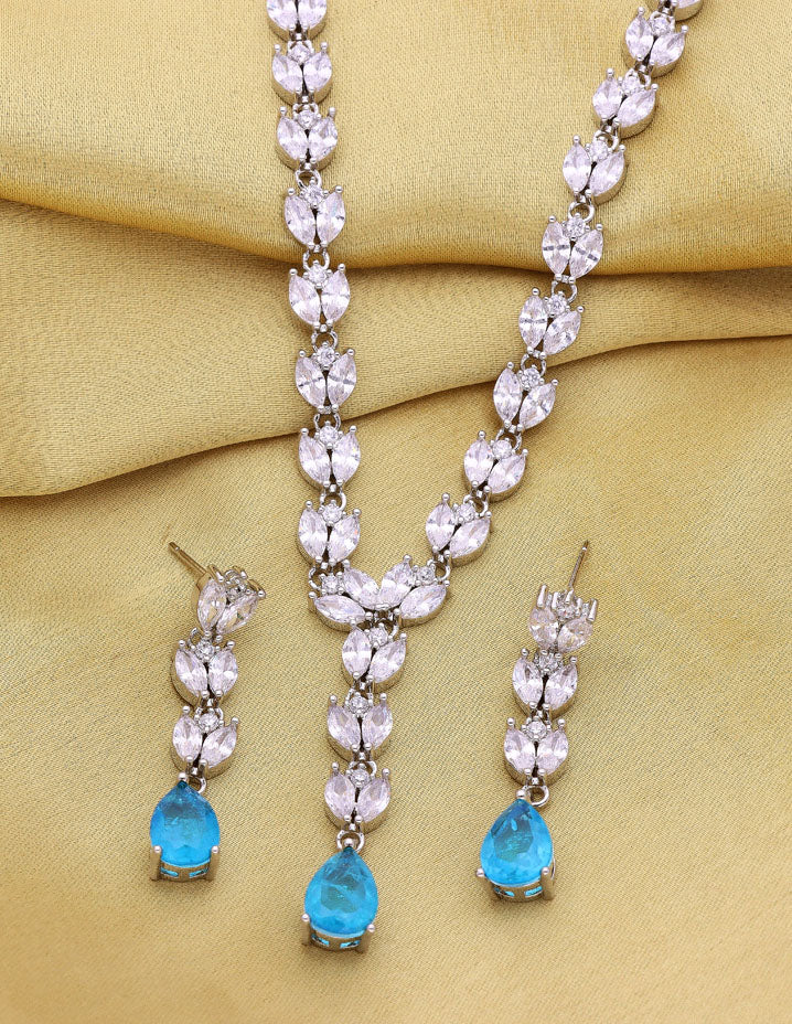 Rhodium Polish Zirconia Necklace Set