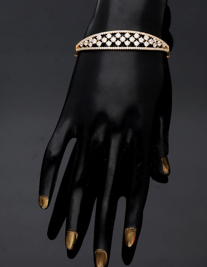 Zirconia Gold Polish Kada Bracelet