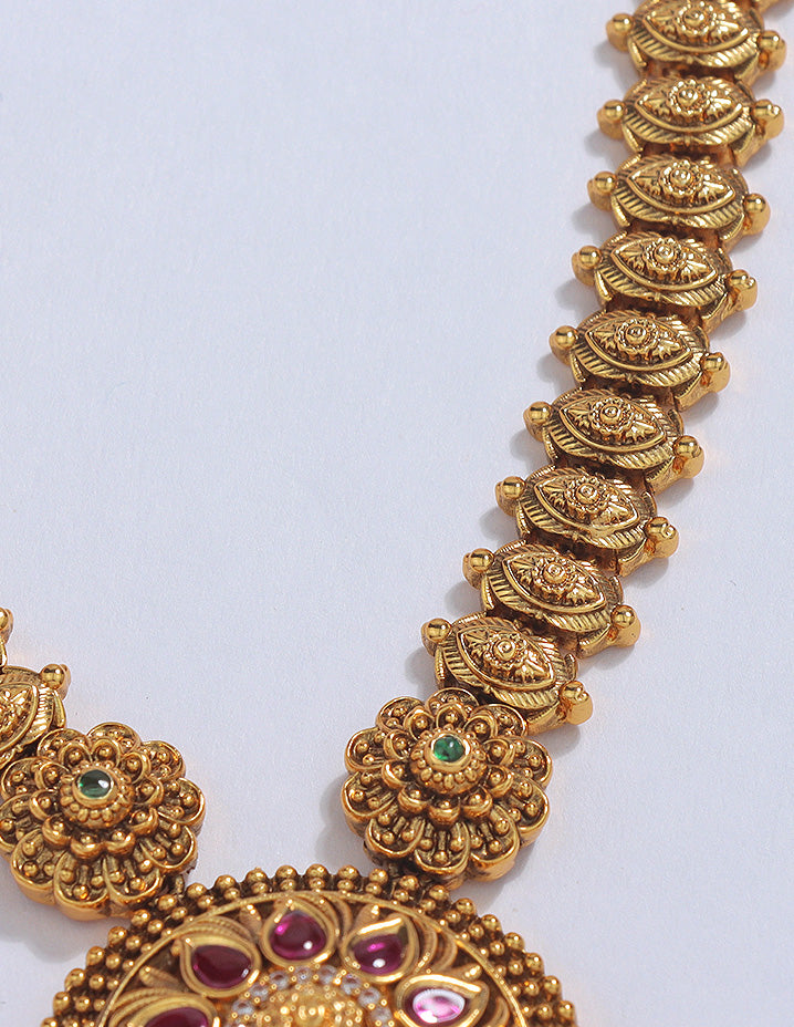 Designer Matt Kempu Zirconia Long Haaram Set
