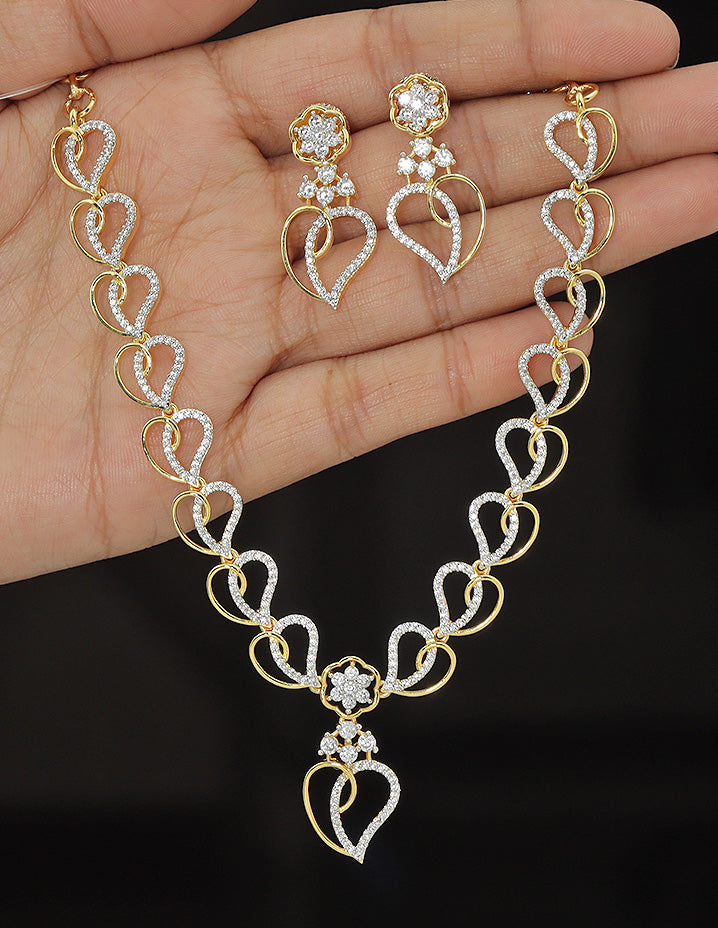 Designer Zirconia Crystal Heart Shaped Elegance Necklace Set