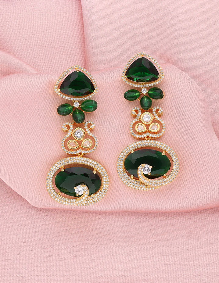 Zircon Gold Polish Dangler Earrings