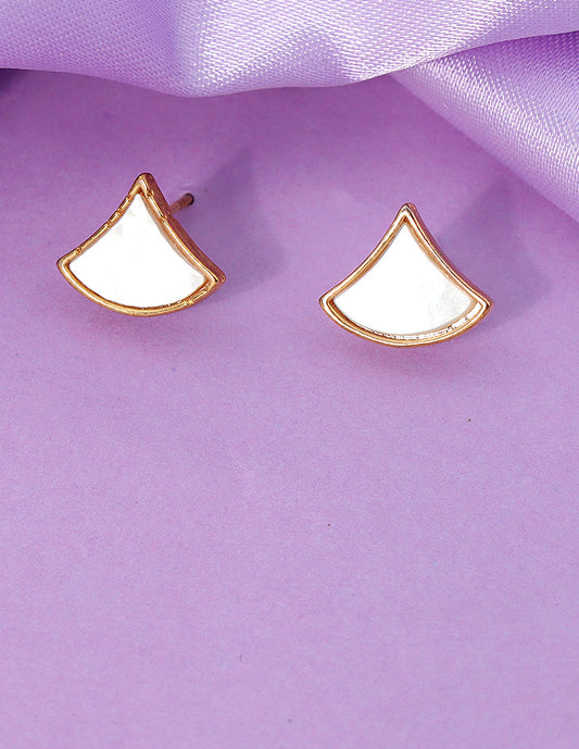 Designer Ivory Fan Shell Stud Earrings