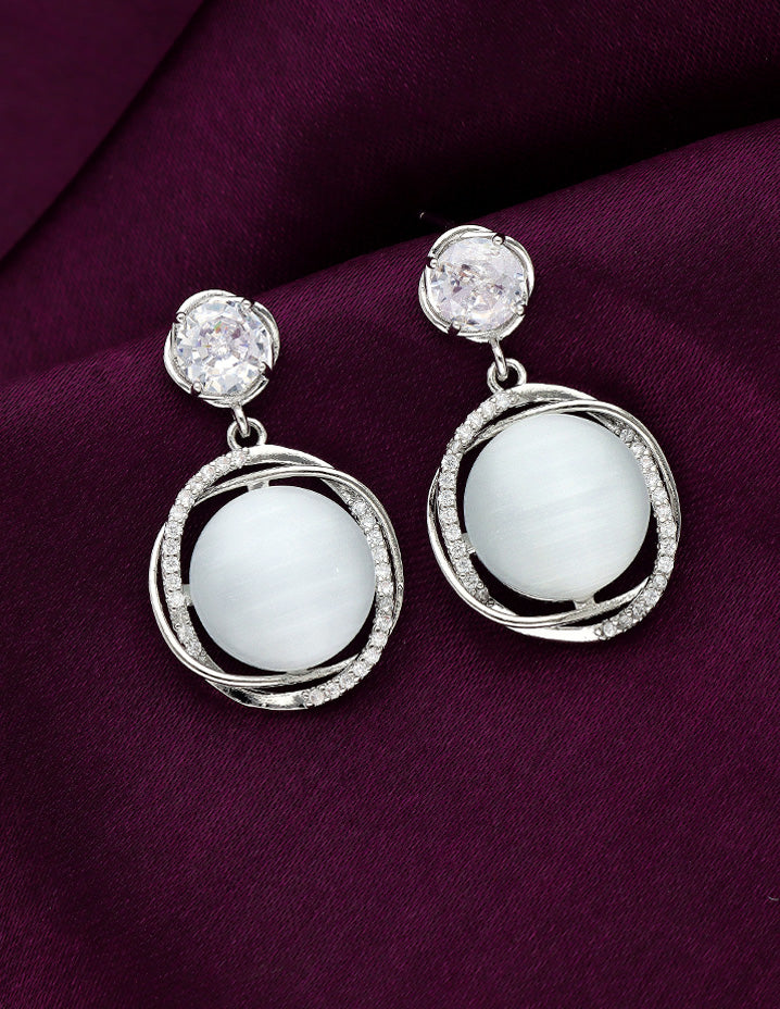 Zircon Mother Of Pearl Drop Earrings