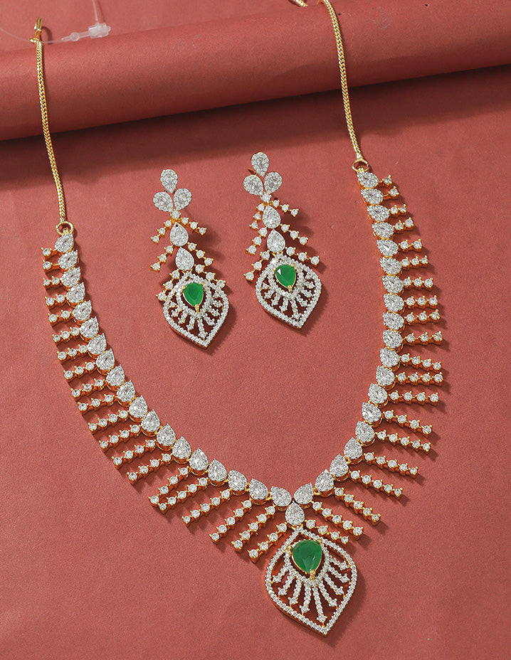 Designer Gold Polish Zirconia Necklace Set