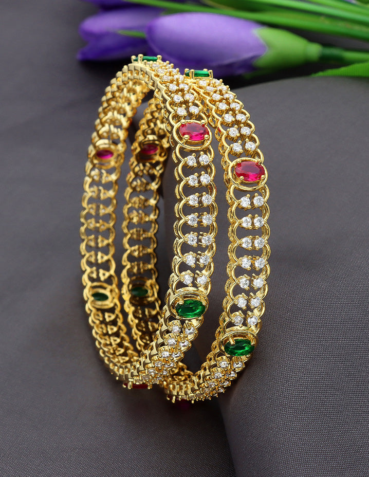 Zircon Kada Bangles zbgl10876/Gold