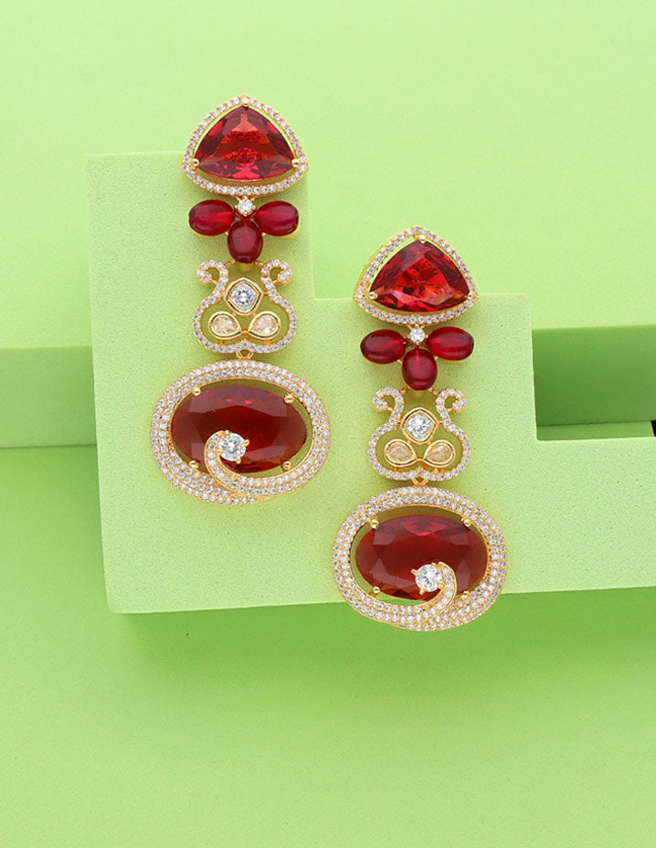 Zircon Gold Polish Dangler Earrings