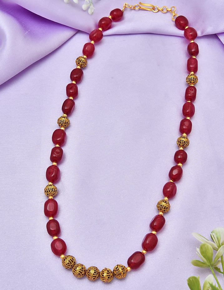Ruby beads jewellery designs on sale