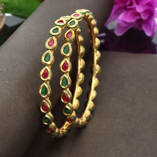 Designer Matt Antique Kempu Kundan Bangles