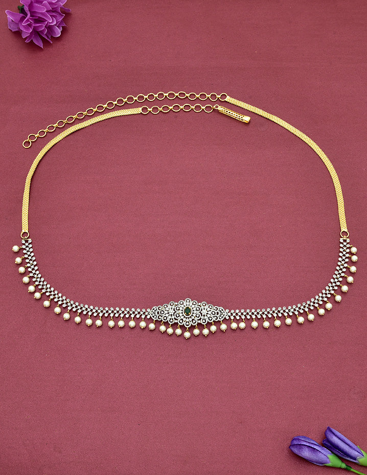 Zirconia Ganga Jamuna Plated Chain Vaddanam