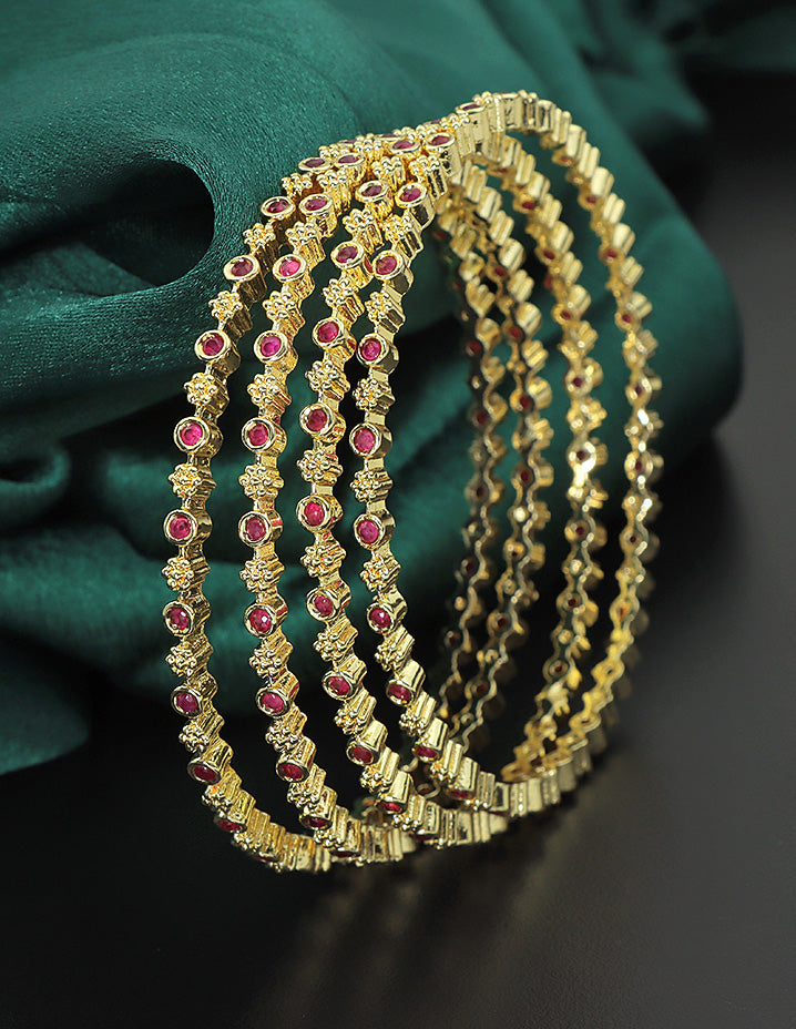 Designer Zirconia Crystal Charm set of 4 Bangles