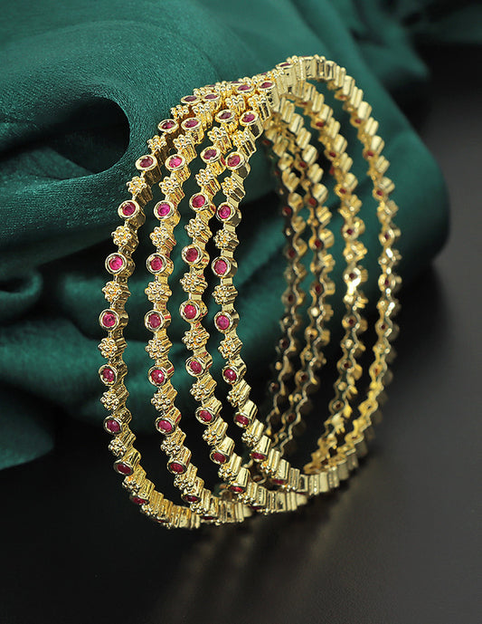 Designer Zirconia Crystal Charm set of 4 Bangles