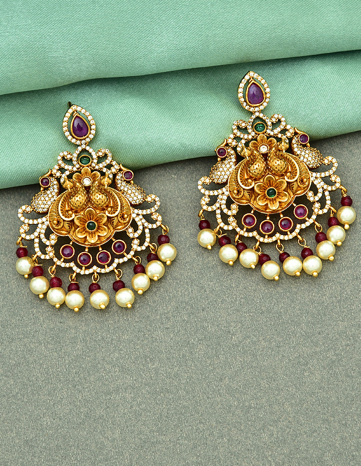 Peacock Pendant with 2 Layered Beads Long Haaram