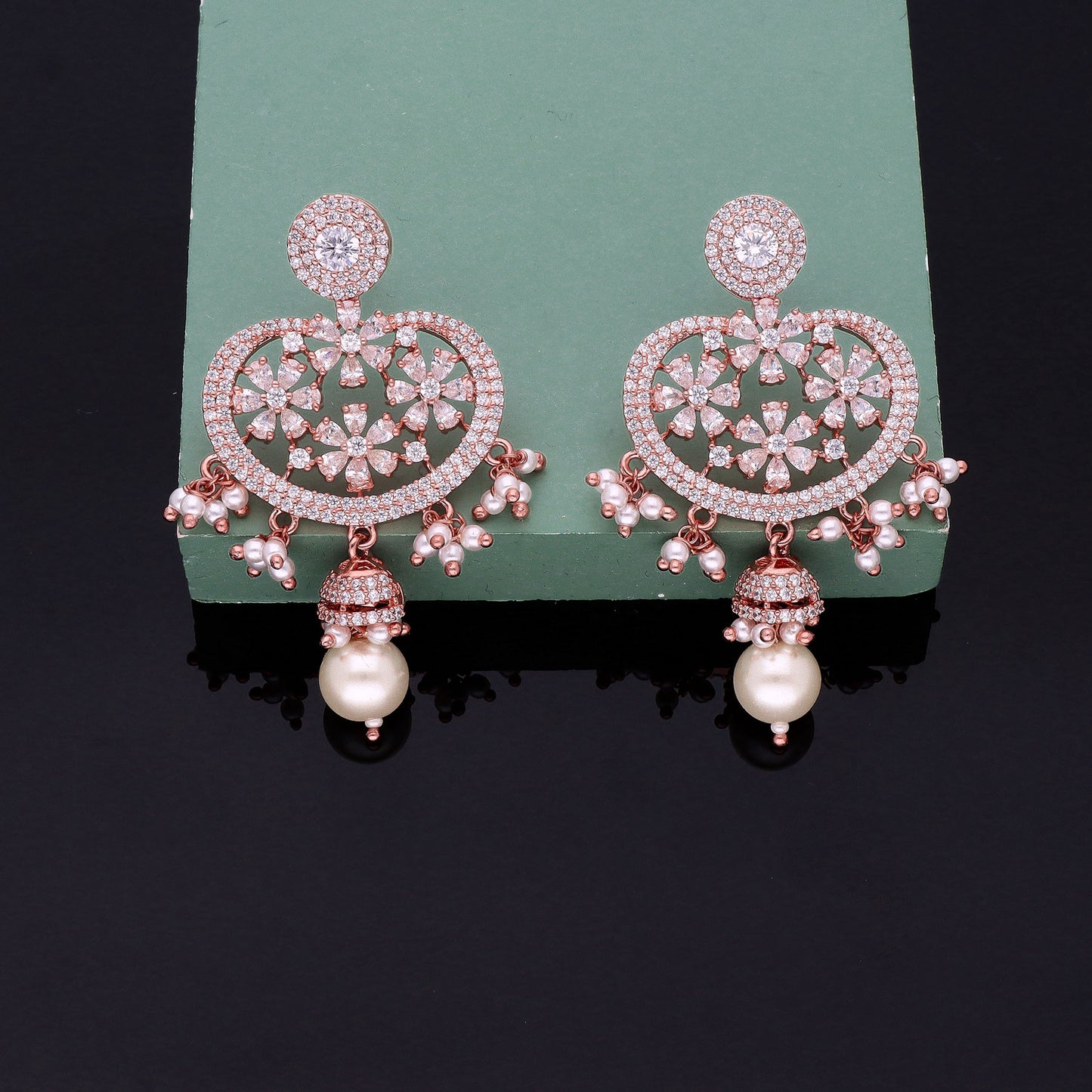 Zirconia Rose Gold Polish Drop earrings