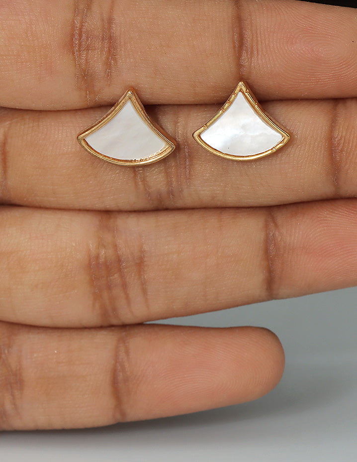 Designer Ivory Fan Shell Stud Earrings