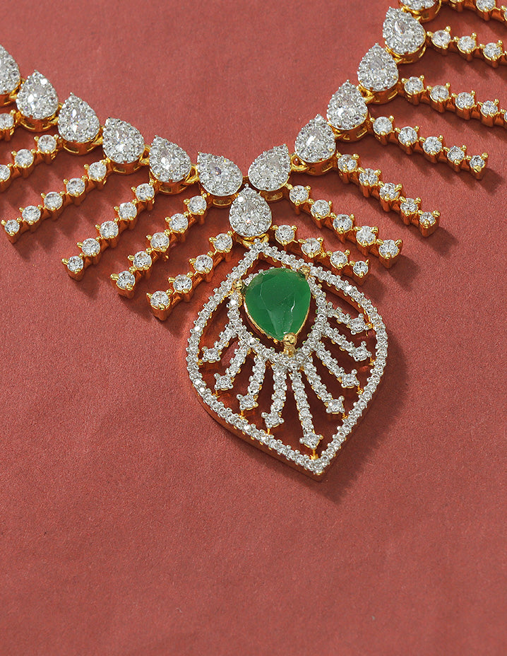 Designer Gold Polish Zirconia Necklace Set