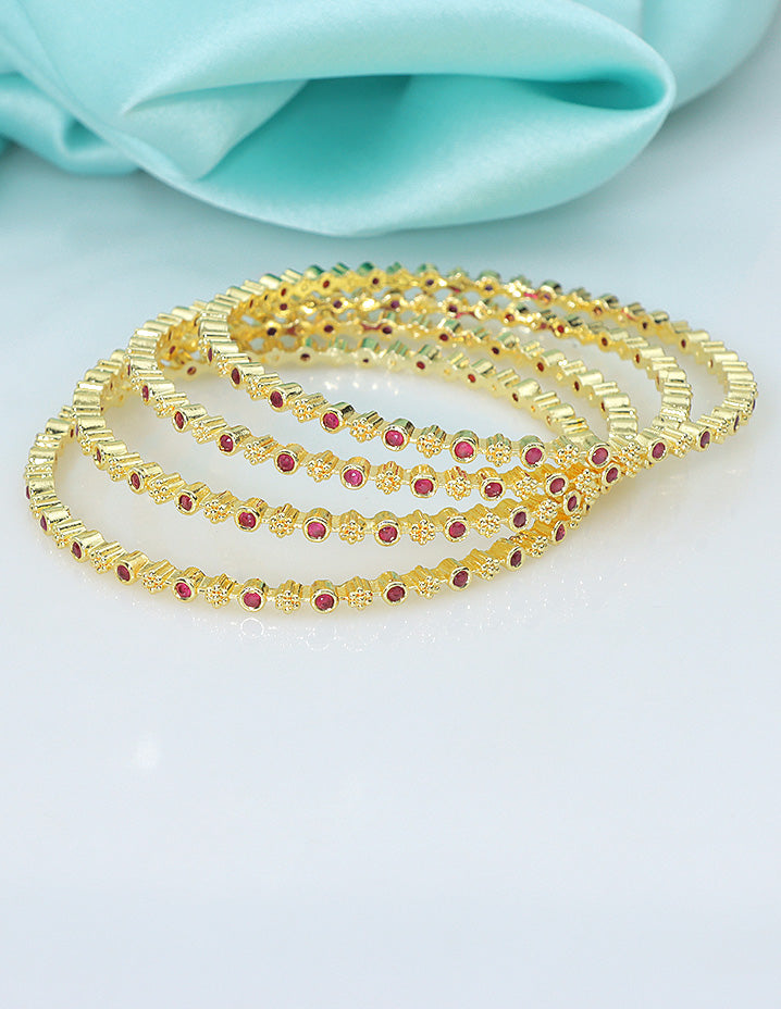 Designer Zirconia Crystal Charm set of 4 Bangles