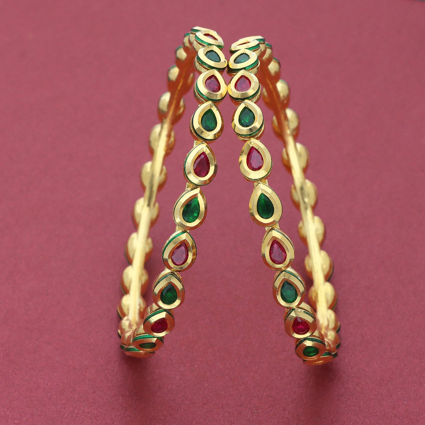 Designer Matt Antique Kempu Kundan Bangles