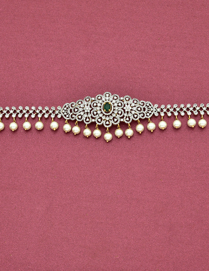 Zirconia Ganga Jamuna Plated Chain Vaddanam