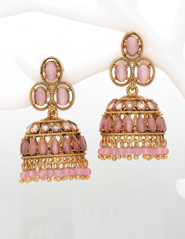 Designer Baby Pink Color Fancy Earrings