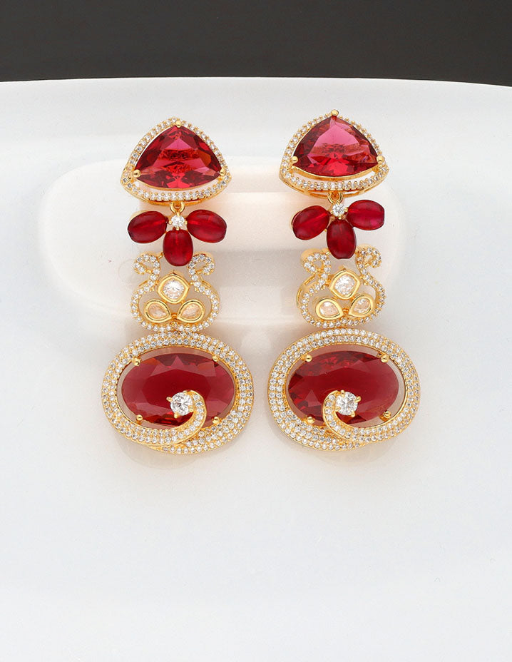 Zircon Gold Polish Dangler Earrings