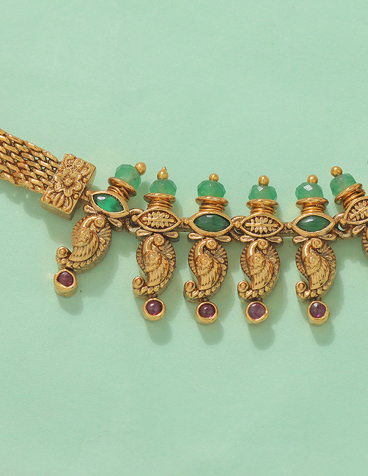 Designer Kempu Mango Shape Chain Vaddanam