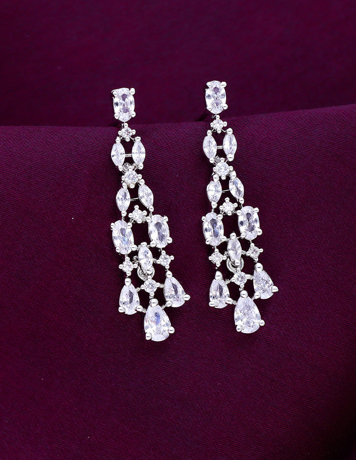 Rhodhium Polish Zirconia Necklace Set 128433