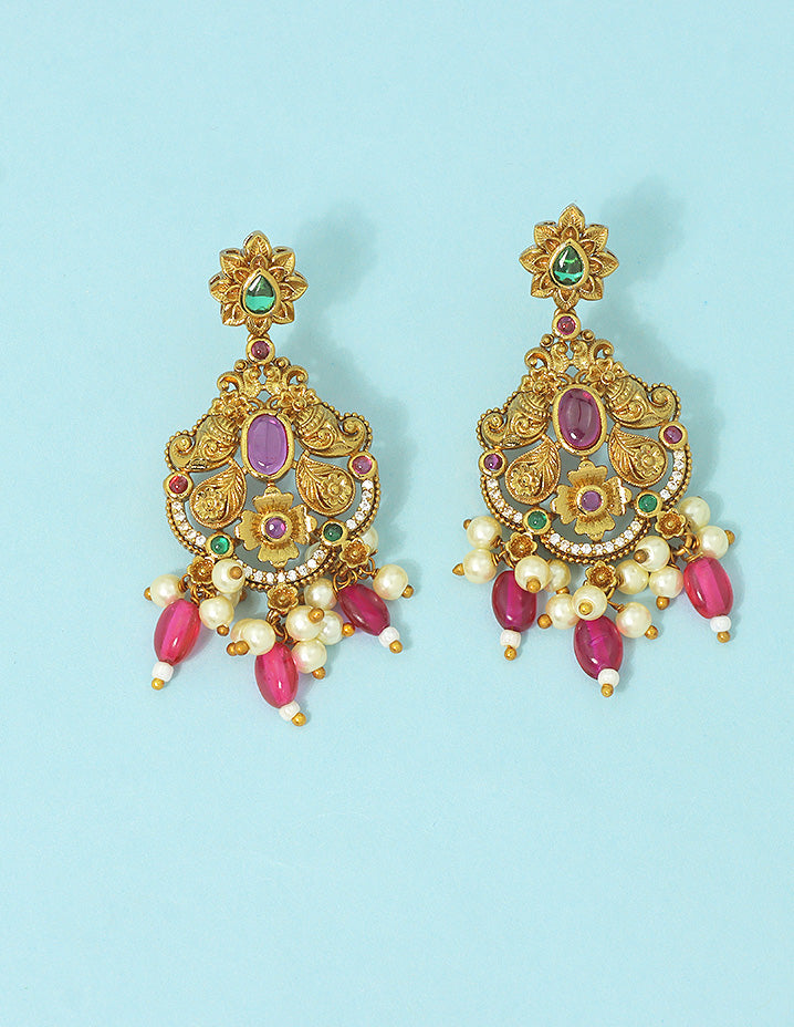 Designer 2 Layered Matt Kempu Necklace Set