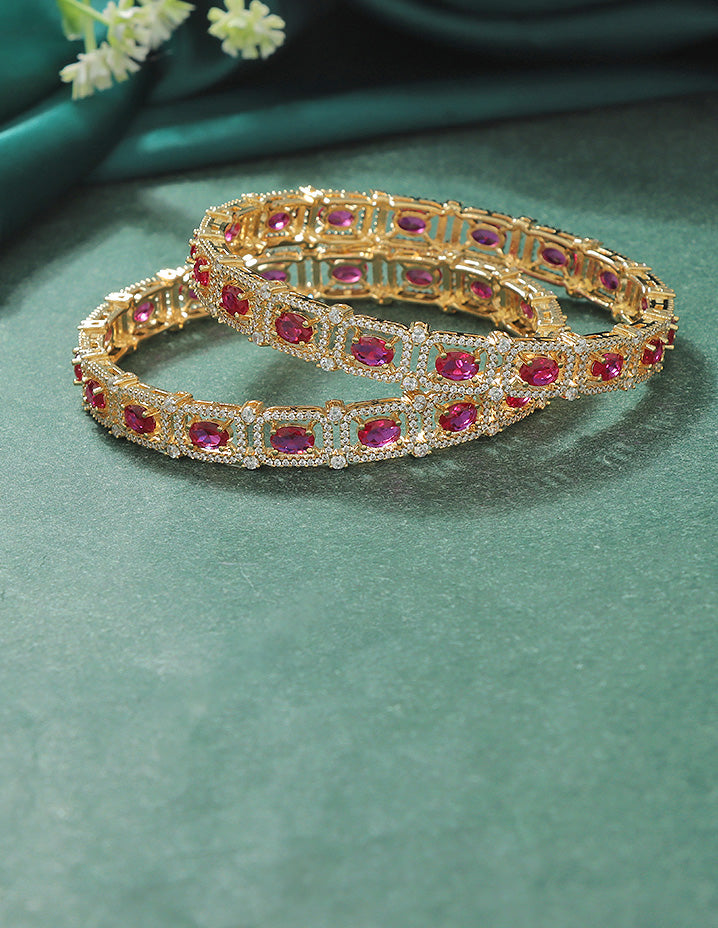Designer Zirconia Ruby Radiance Bangle
