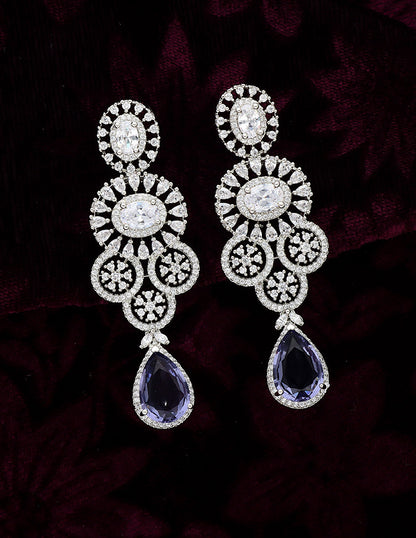 Designer Rhodhium Polish Zirconia Purple Necklace Set