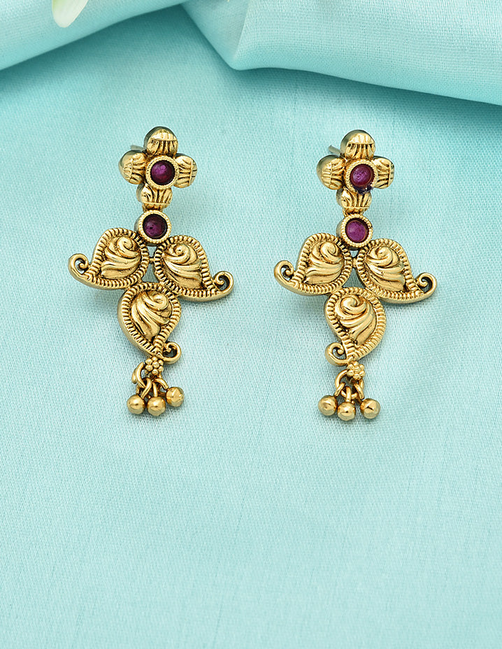 Designer Matt Mango Shape Ruby Necklace Set