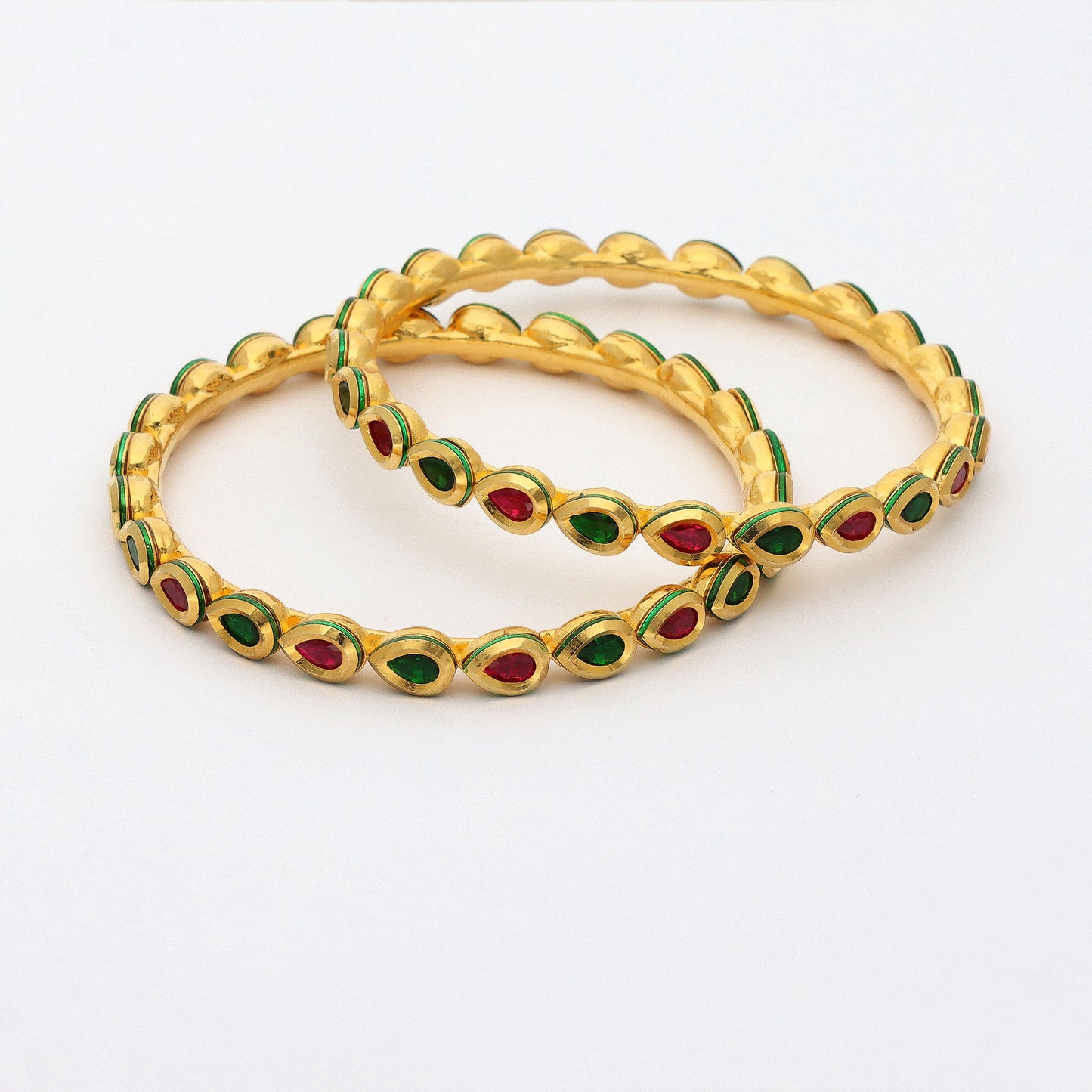 Designer Matt Antique Kempu Kundan Bangles