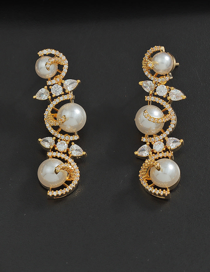 Designer Zirconia Pearl Whirl Elegance Necklace Set