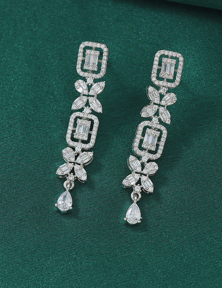 Designer Zirconia Crystal Gardenia Elegance Necklace Set